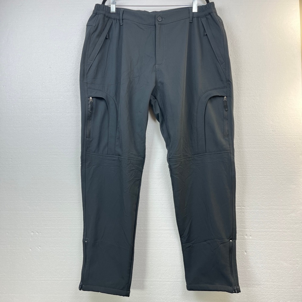 Women's 18 Black Fleece Lined‎ Softshell Hiking Pants Zip Pockets Stretch